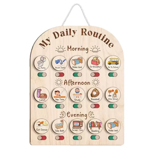 Daily Routine Chart for Kids 儿童日常生活表木质摆件玩具礼物