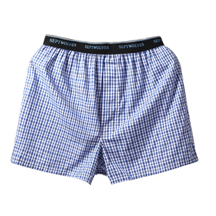 七匹狼男士100%纯棉阿罗裤条纹宽松内裤三分短裤衩居家睡裤哈罗裤