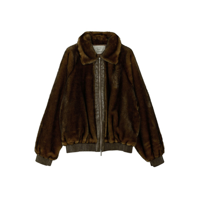 复古廓形毛绒夹克外套