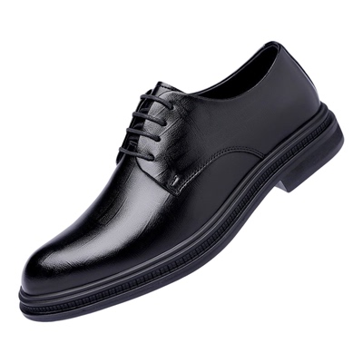 花花公子男鞋真皮秋冬英伦风商务正装皮鞋男软底内增高结婚新郎鞋