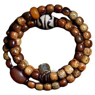 卡杰格朵.原创设计星月菩提子佛珠手串男女配饰陈籽天珠多圈手链