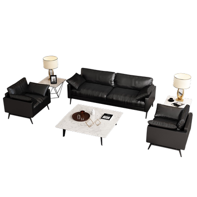 办公沙发商务简约现代总经理办公室接待会客洽谈三人位真皮沙发