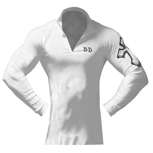 Breathedivinity美式速干紧身长袖暗黑风十字架潮流印花训练t恤撸