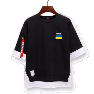 乌克兰国家队服足球运动训练假两件短袖t恤衫男女5五分袖半袖中袖