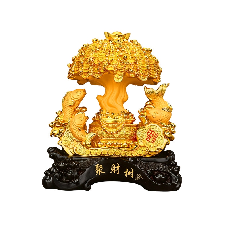 发财树白菜摆件招财鱼百财聚来客厅电视酒柜公司店铺乔迁开业礼物
