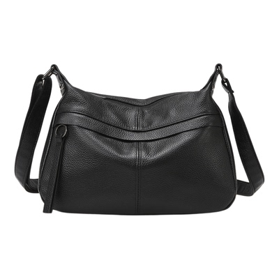 真皮女包大容量百搭单肩包黑色