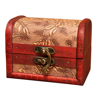 复古收纳盒桌面皮革首饰盒做旧迷你小匣子木盒密室道具藏宝盒摆件