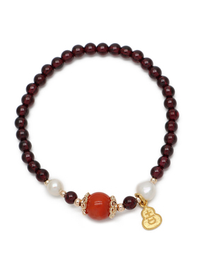 ZOXI旺财好运如意石榴石南红手链