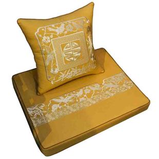 新中式红木沙发坐垫实木罗汉床垫子定做三人带靠背四季防滑可拆洗