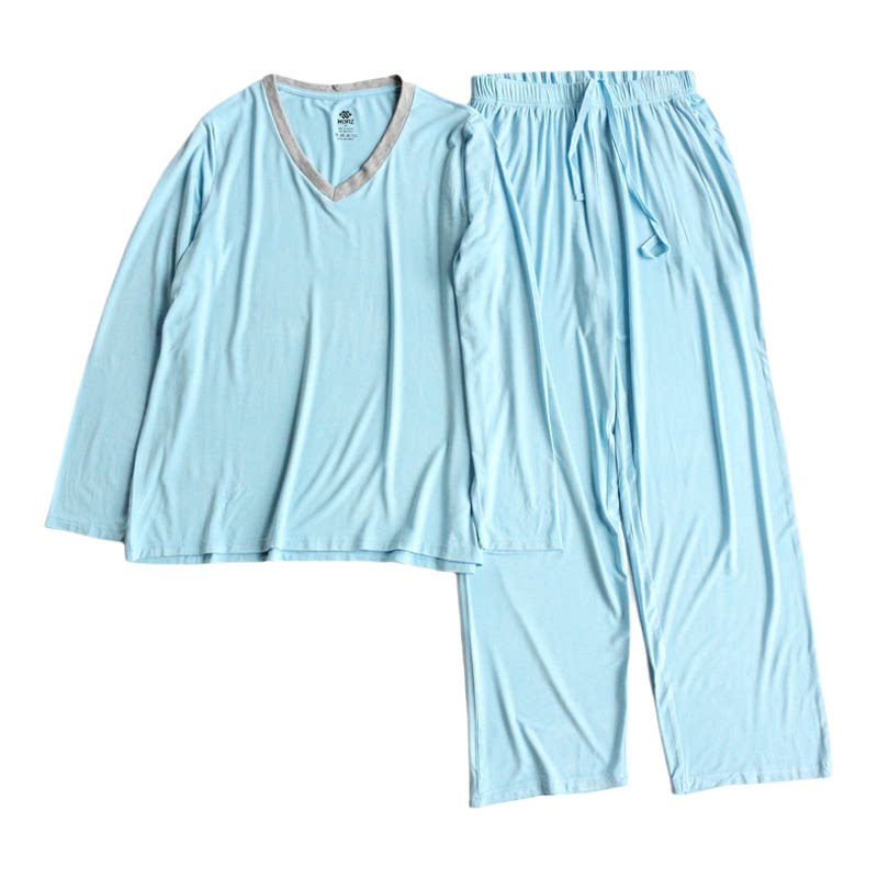 外贸女长袖长裤睡衣家居服套装薄