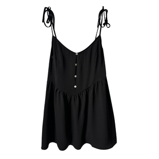 心存真大码女装系绳宽松吊带衫夏季胖妹妹mm遮肚显瘦无袖V领上衣