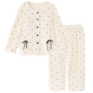 日系ins带胸垫海岛绒睡衣女款秋冬季加厚保暖可外穿家居服套装冬