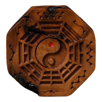天然雷击枣木雕刻五雷号令太极