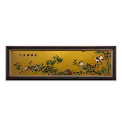 朱炳仁新中式风卧室沙发铜壁画