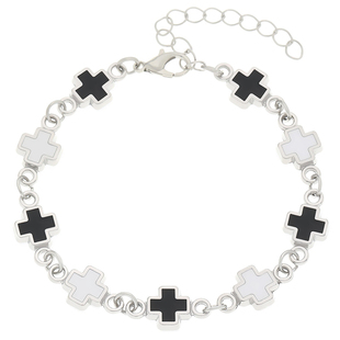 黑白十字架手链男款时尚个性小众设计轻奢高级感手环简约情侣手饰