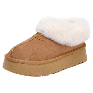 6cm增高真皮雪地靴女外穿2026冬季厚底加绒加厚防滑保暖毛毛棉鞋