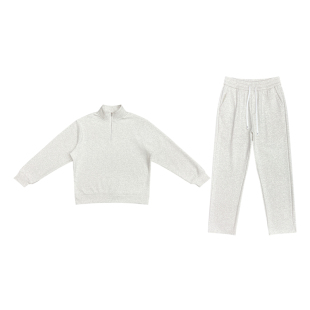 灰色半高领拉链卫衣卫裤秋冬冬季加绒加厚男士运动休闲套装一整套