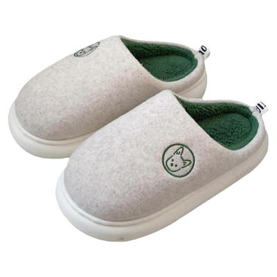 细细条卡通小狗情侣家用棉拖鞋