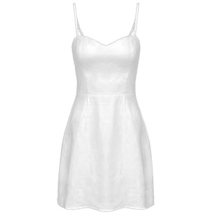 reformation法式白色棉麻简约吊带连衣裙子女小个子气质修身短裙