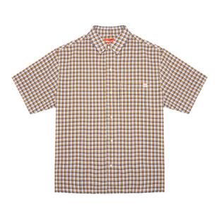 DBD WH全棉磨毛宽松短袖复古小格子休闲街头风格衬衣