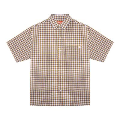 磨毛格子短袖衬衣DBDWH全棉街头