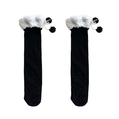 羊羔毛球小腿袜保暖长筒袜