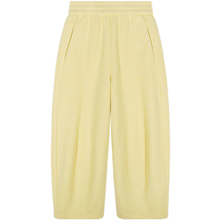 落落狷介裤子女冬季加绒黄色小个子松紧腰系带卫裤2026年新款保暖