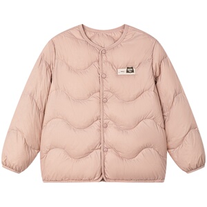 千与童装男女童2024秋冬新品轻薄无领羽绒服内搭外穿纯色休闲