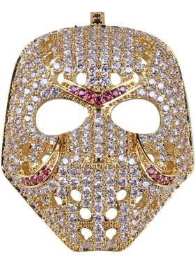 欧美爆款个性复古假面骷髅面具吊坠 潮人hiphop锆石嘻哈项坠项链