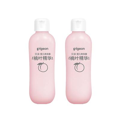 【自营】pigeon/贝亲桃子水婴儿爽身露桃叶精华舒缓痱子200ml*2瓶