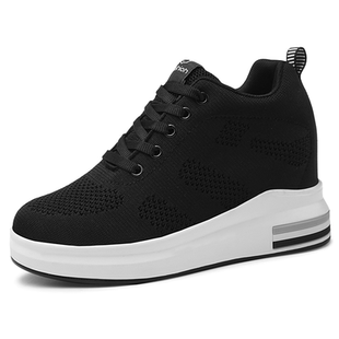 2025春秋季小个子内增高女鞋8CM轻便厚底透气运动休闲鞋软底板鞋