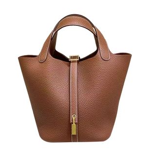 H家手缝蜡线菜篮子女包原厂TC牛皮Picotin18CM水桶包真皮手提包