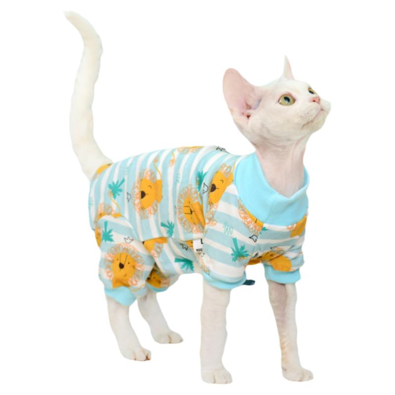 MOMO德文护肚四脚衣宠物猫咪衣服春夏薄纯棉无毛猫衣服打底空调服