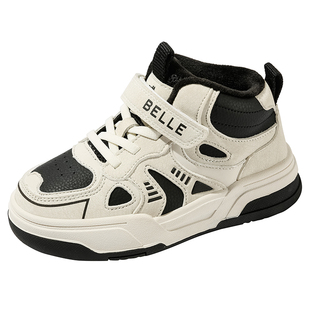 百丽童鞋儿童板鞋运动鞋男童棉鞋加绒2025秋冬新款女童高帮宝宝鞋