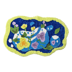 不规则床边地毯卧室房间装饰多巴胺小清新苔藓地垫阳台飘窗垫加厚