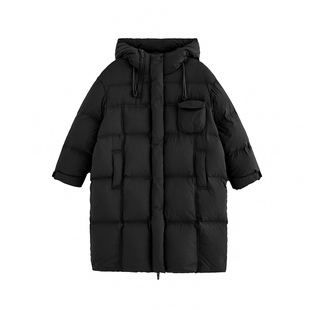 砚台家男童三防羽绒服长款白鸭绒冬款童装儿童黑色连帽羽绒衣保暖