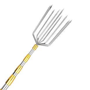 不锈钢鱼叉杆伸缩杆鱼叉杆多功能老式3米鱼叉倒刺鱼叉叉硬抄网杆