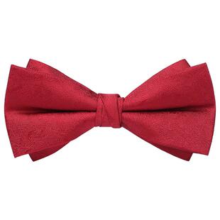 「FOREVER NOW」新郎结婚婚礼红领结暗花纹西服衬衫主持蝴蝶结男