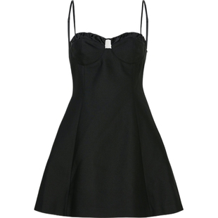 【折扣】YCH女羊毛真丝中长连衣裙小黑裙