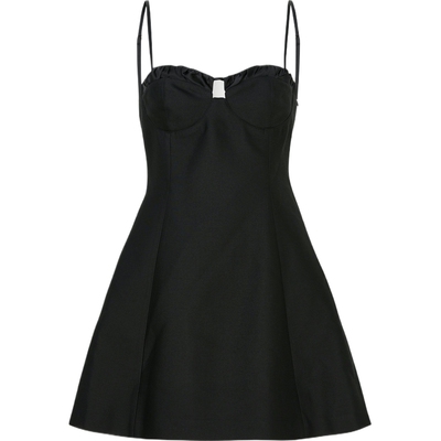 YCH女羊毛真丝中长连衣裙小黑裙