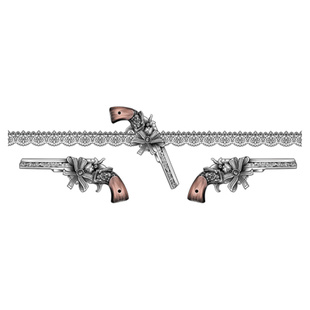 MG tattoo 迷人反派 性感女特务蕾丝绑带手枪图案腿环防水纹身贴