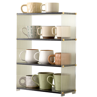 餐桌杯子收纳置物架柜内杯架茶杯储物架桌面水杯架放茶具神器架子