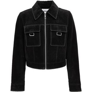 【ONLY奥莱】春季精致明线装饰口袋翻领直筒长袖短款皮衣外套女