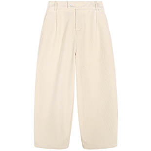 今屿花花 白色加绒裤子2025新款今年流行爆款小个子灯芯绒阔腿裤