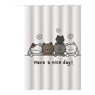 卫生间浴室窗帘遮光免打孔防水防走光厕所小窗户挂钩款隐私遮挡帘