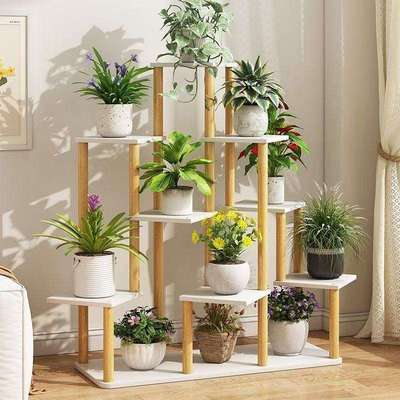花架室内客厅可移动落地式花盆架阳台实木腿花盆托架多层置物架