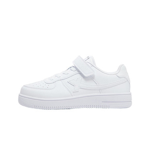 特步儿童小白鞋男童2026新款学生校园白色运动鞋男孩板鞋皮面鞋子