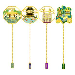 济南文创书签纪念品古典国风高档精致金属镂空趵突泉大明湖千佛山