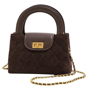 复古菱格小香风手拎包2026新款秋链条斜挎包简约时尚手提小包包女