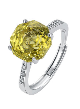 柠檬晶女戒指纯银时尚玫瑰切彩宝